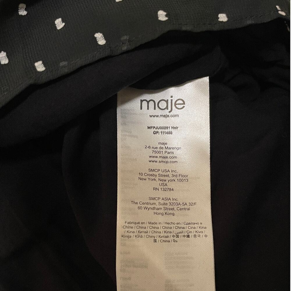 Maje T34 Pleated Polka Dot Midi Skirt Black NWT $265 - Picture 9 of 11